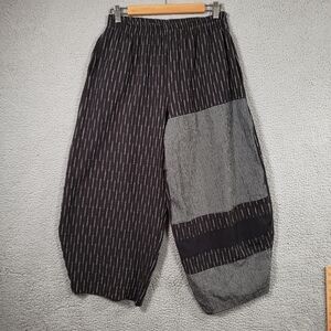 Moonlight Y S Lantern Harem Balloon Barrel Pants Womens M Black Stripe Lagenlook